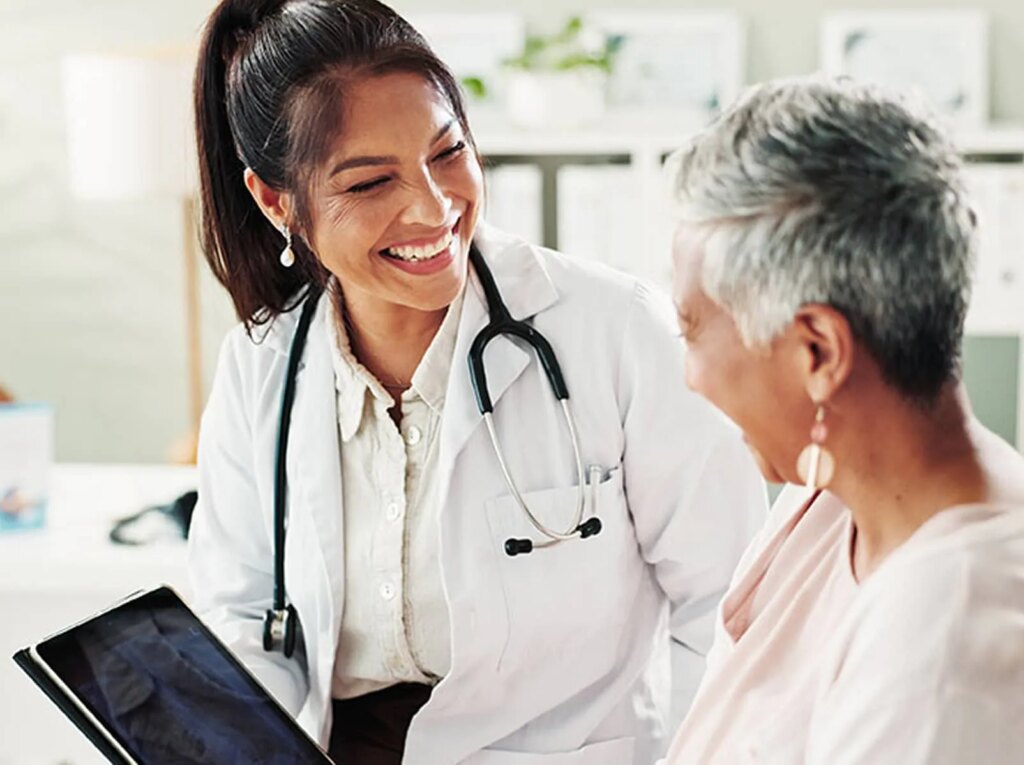 Doctor talking with patient
