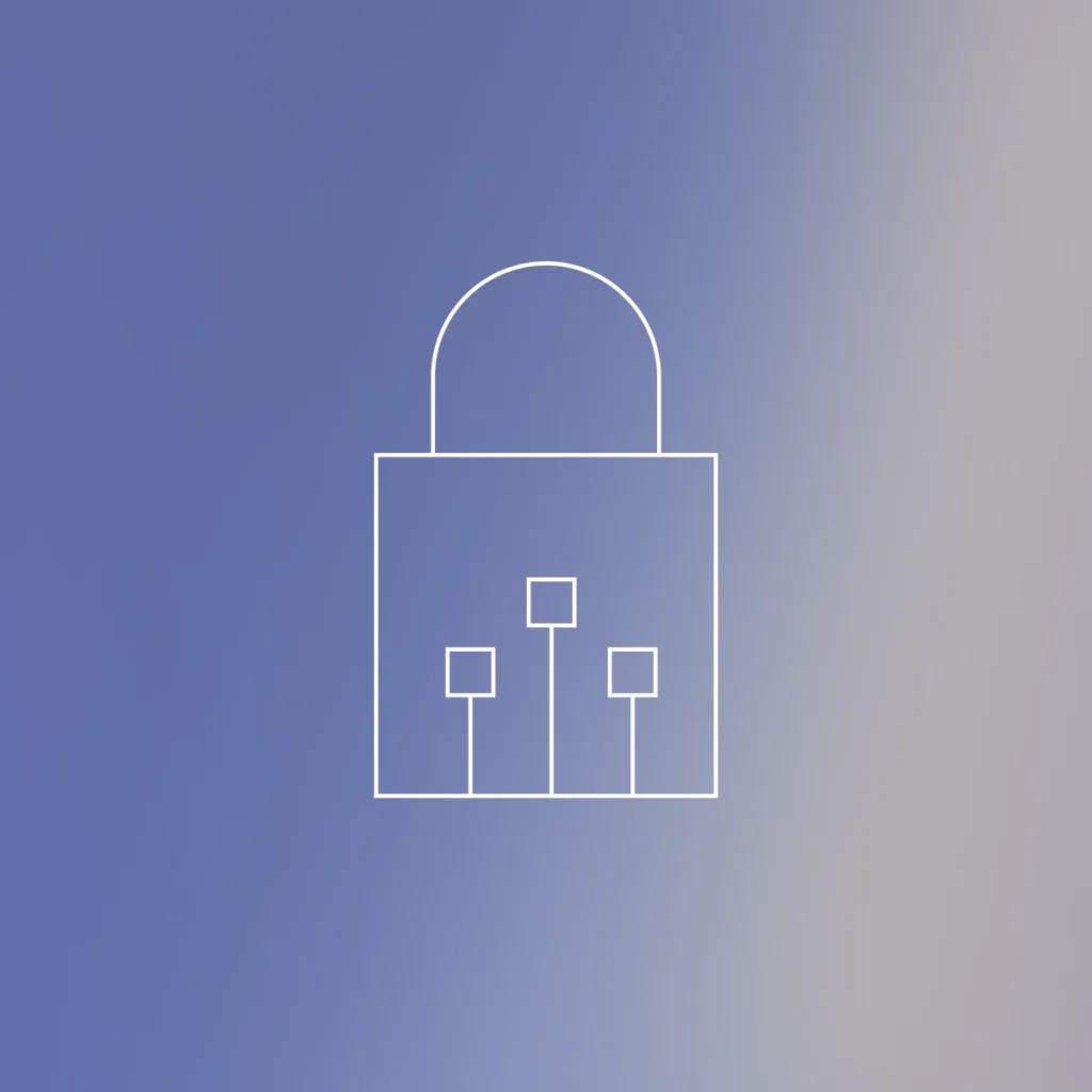 Illustration of a padlock on a gradient background.