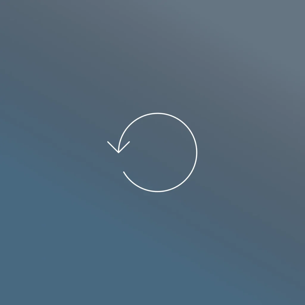 A circular arrow reverting backwards