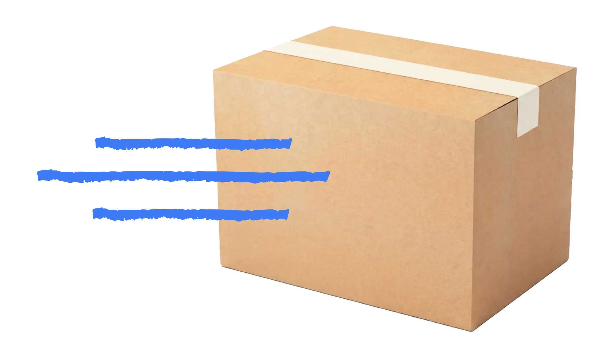 Package with blue 3 blue line designs